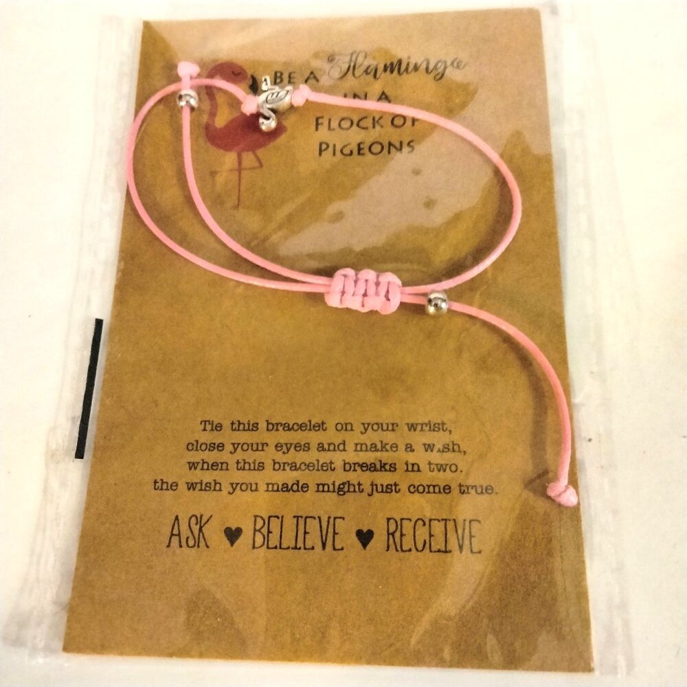 Flamingo Bracelet Anklet Silver Tone Charm Be a Flamingo in a flock of Pigeons - Picture 2 of 9